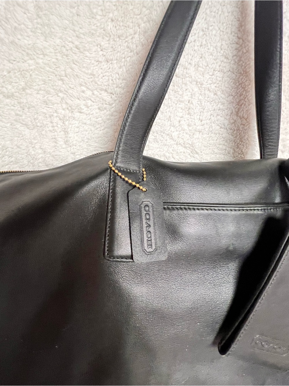 Vintage Coach Black Leather Duffel Bag for Men - Picture 2 of 14
